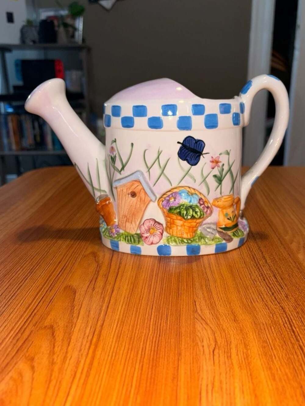 CVS Pharmacy Ceramic Watering Can Planter Spring Theme
